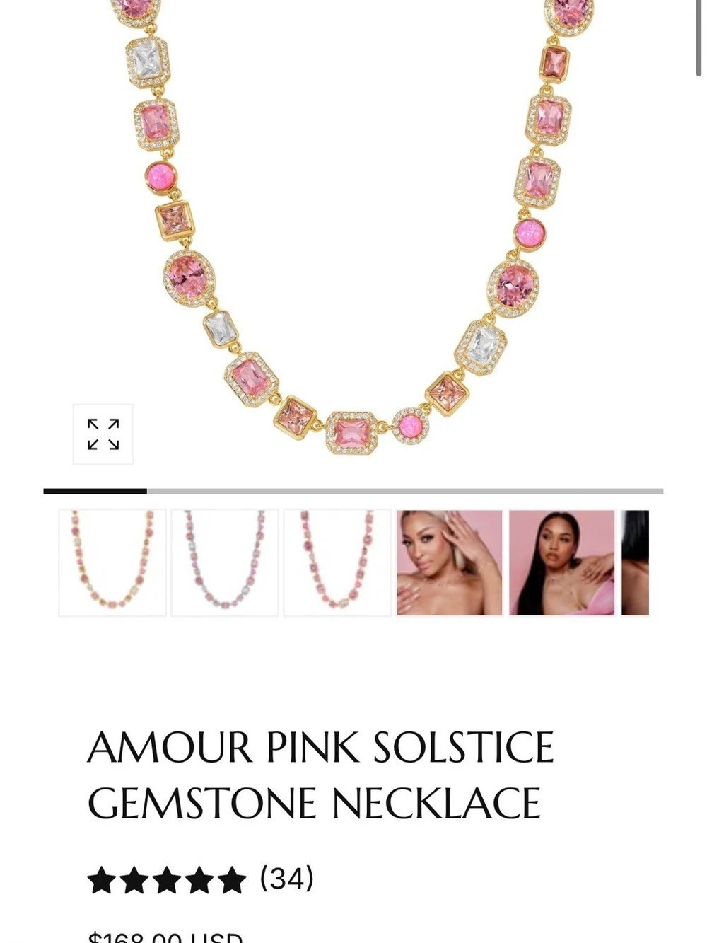 AMOUR PINK SOLSTICE GEMSTONE NECKLACE and Bracelet